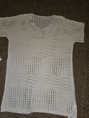 Cupshe Cream Open-Knit V-Neck Tunic
